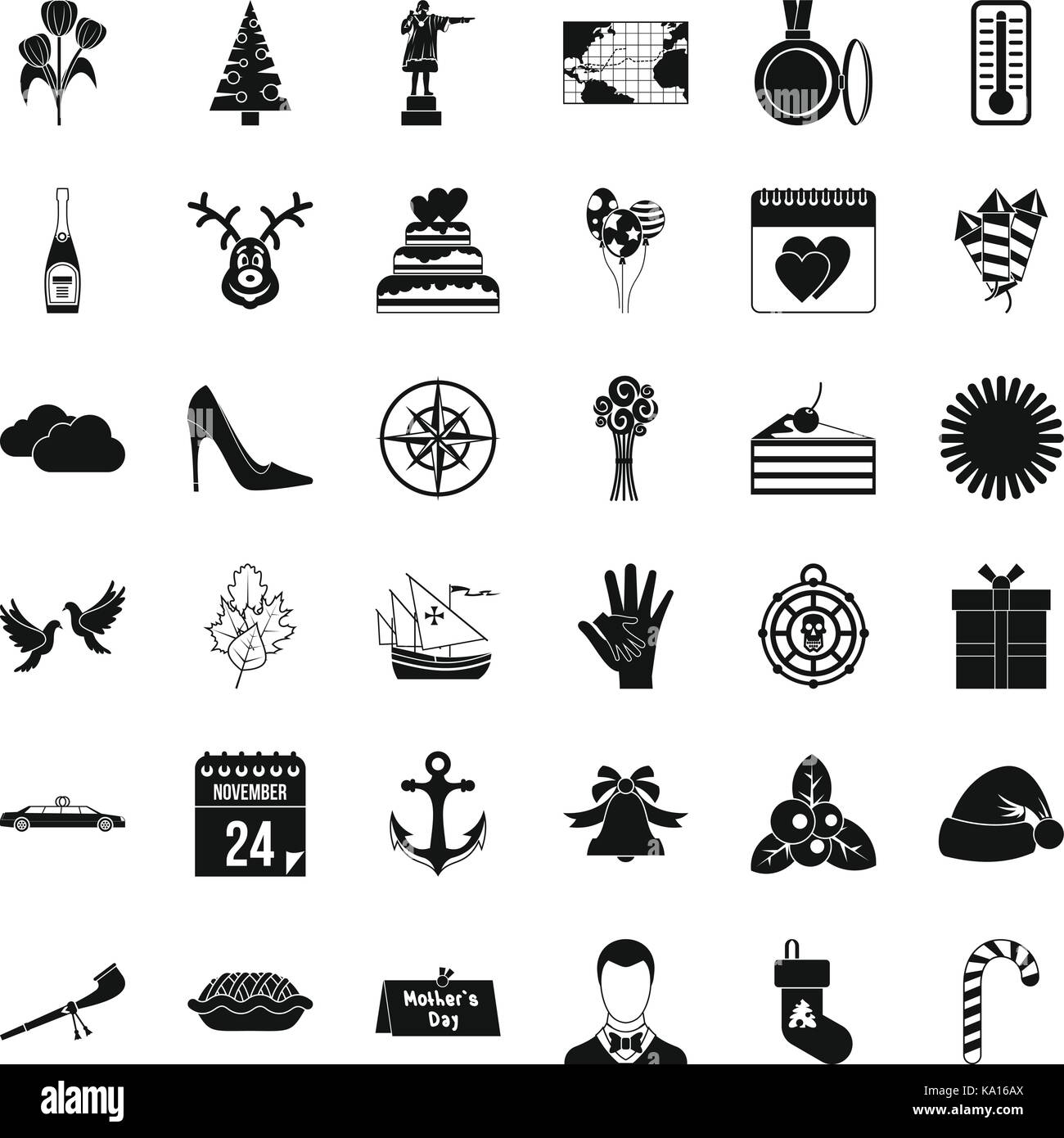 Festive day icons set, simle style Stock Vector Image & Art - Alamy