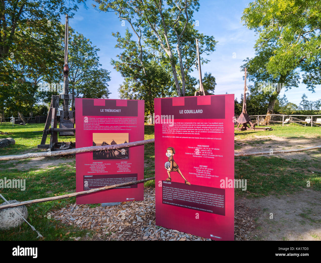 Information panels, chateau Chinon, France. Stock Photo