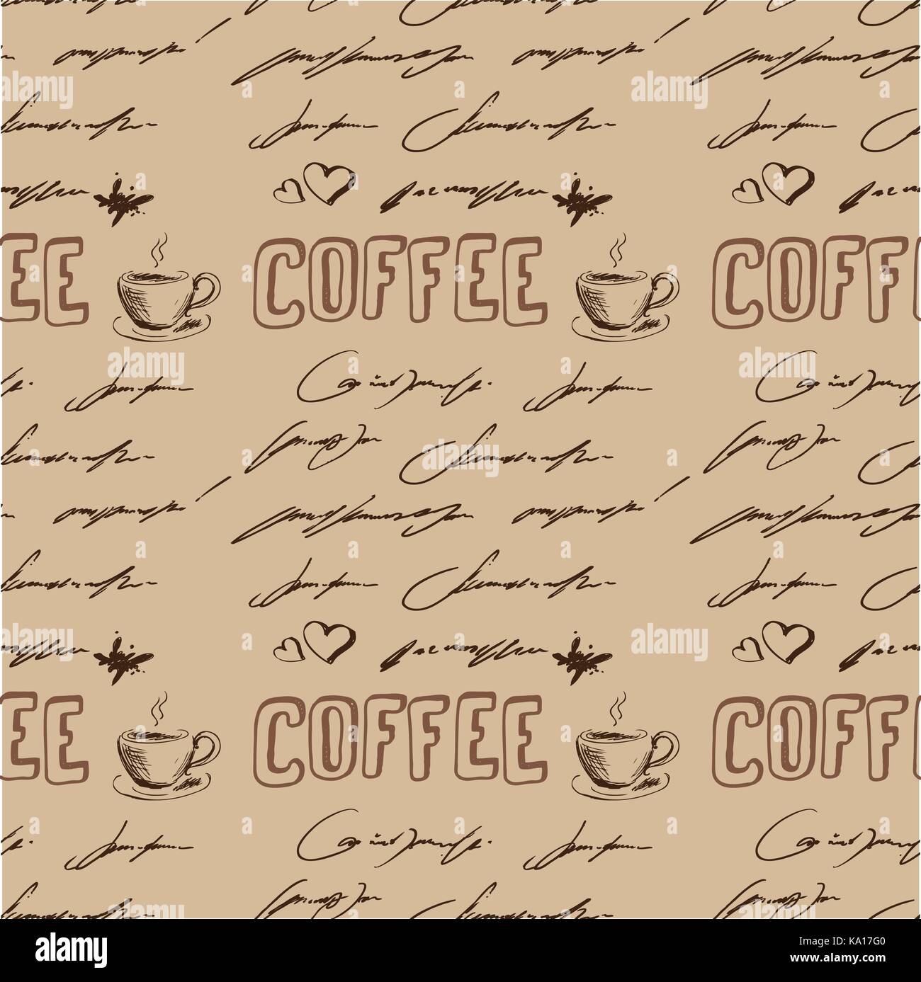 seamless doodle coffee pattern ,hand drawn vector illustration Stock ...