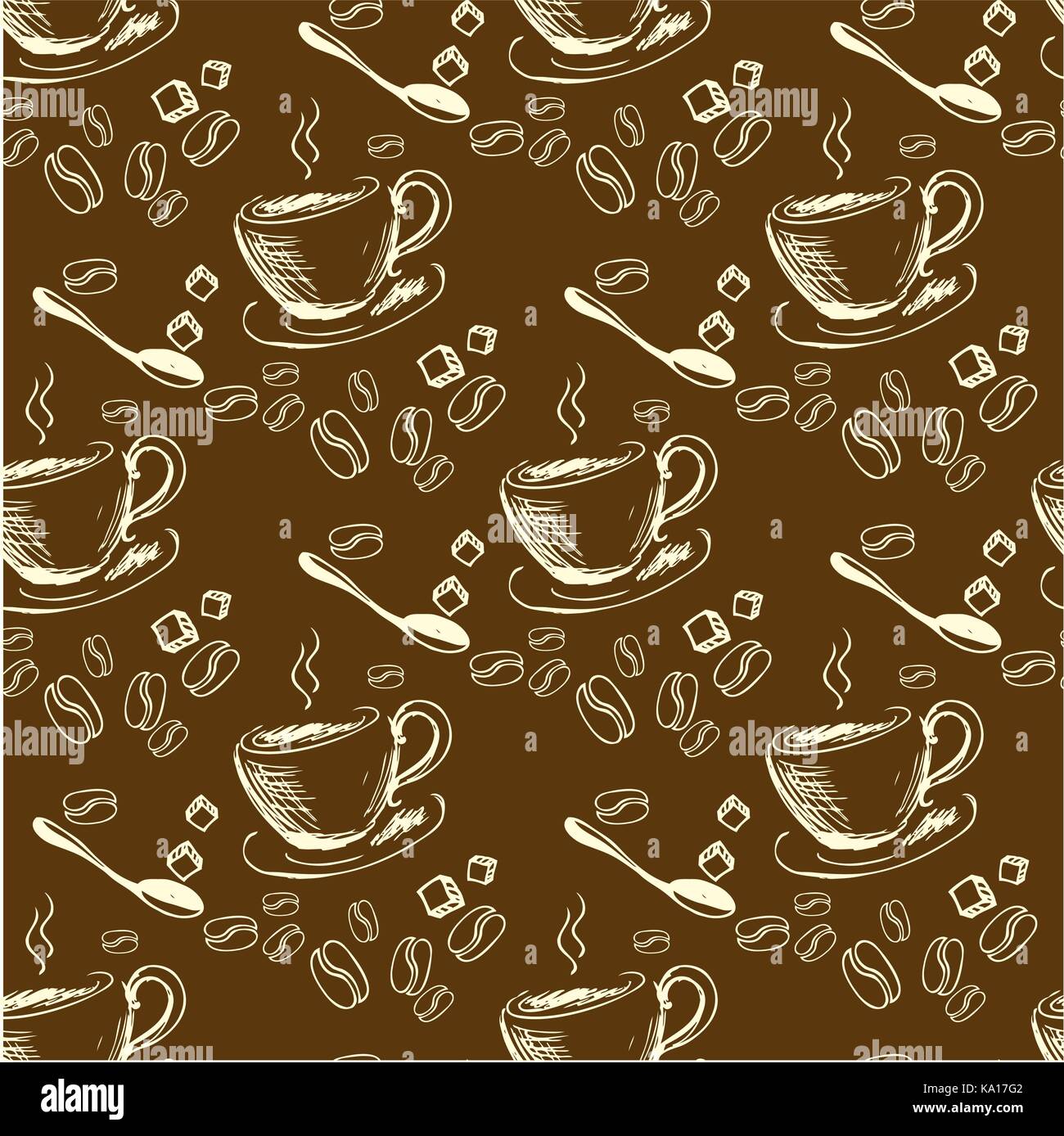 seamless doodle coffee pattern ,hand drawn vector illustration Stock ...