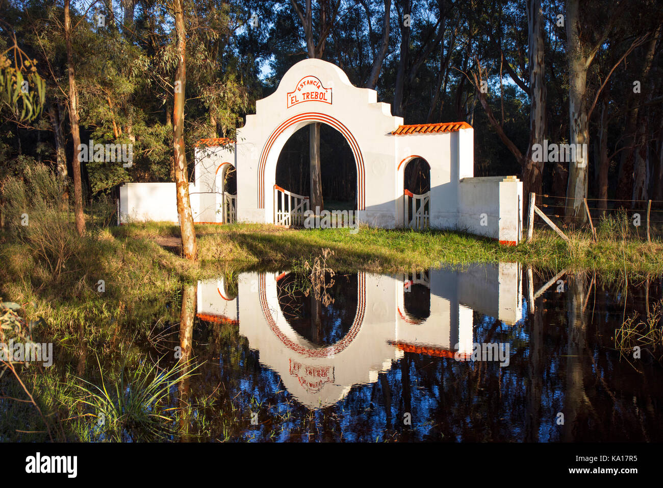 Entrance of a traditional 'Estancia'. Las Flores, Argentina. Stock Photo