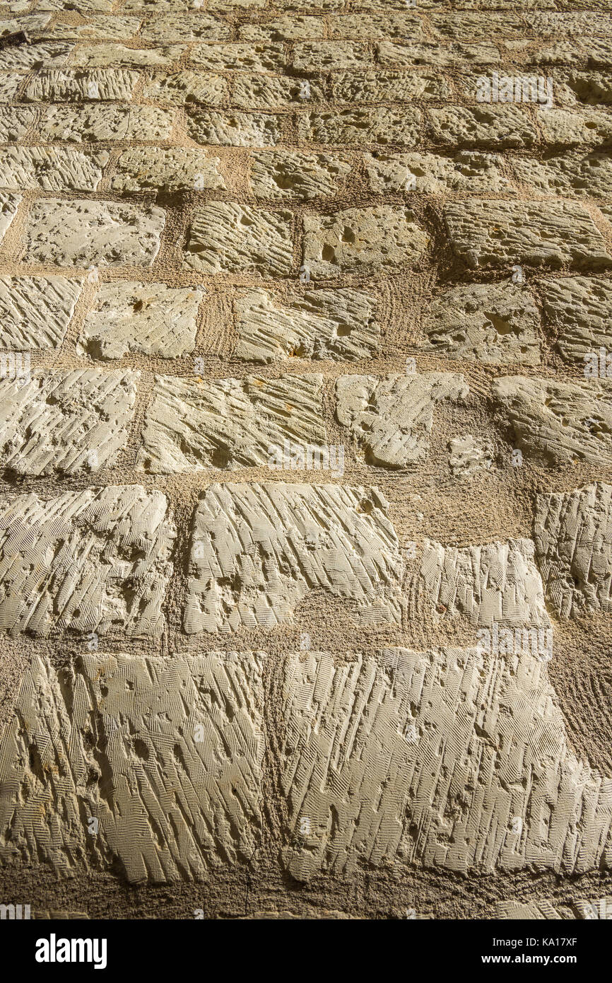Limestone wall texture - France. Stock Photo