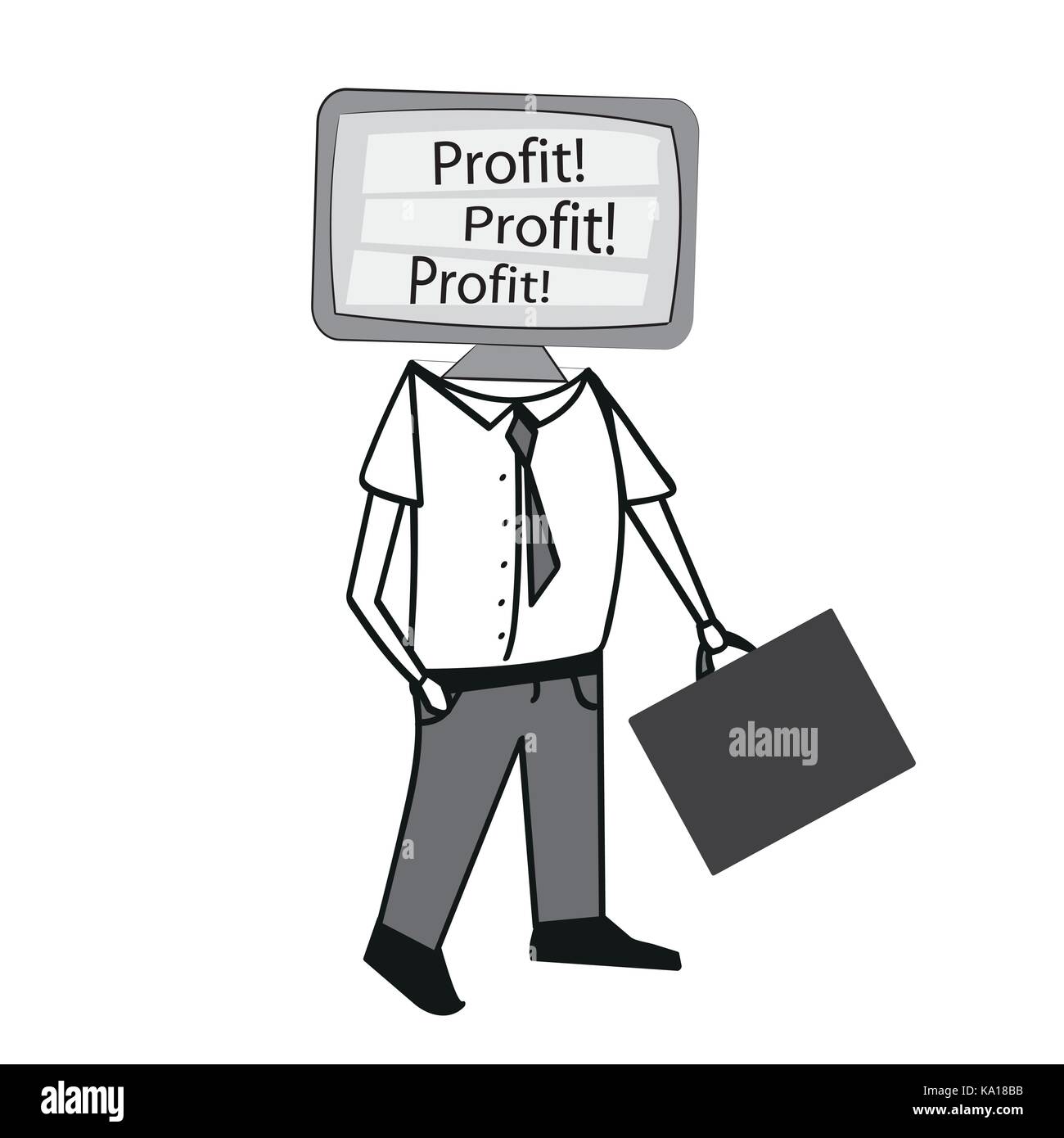 Vector of man with TV head , word profit on screen, concept Stock Vector