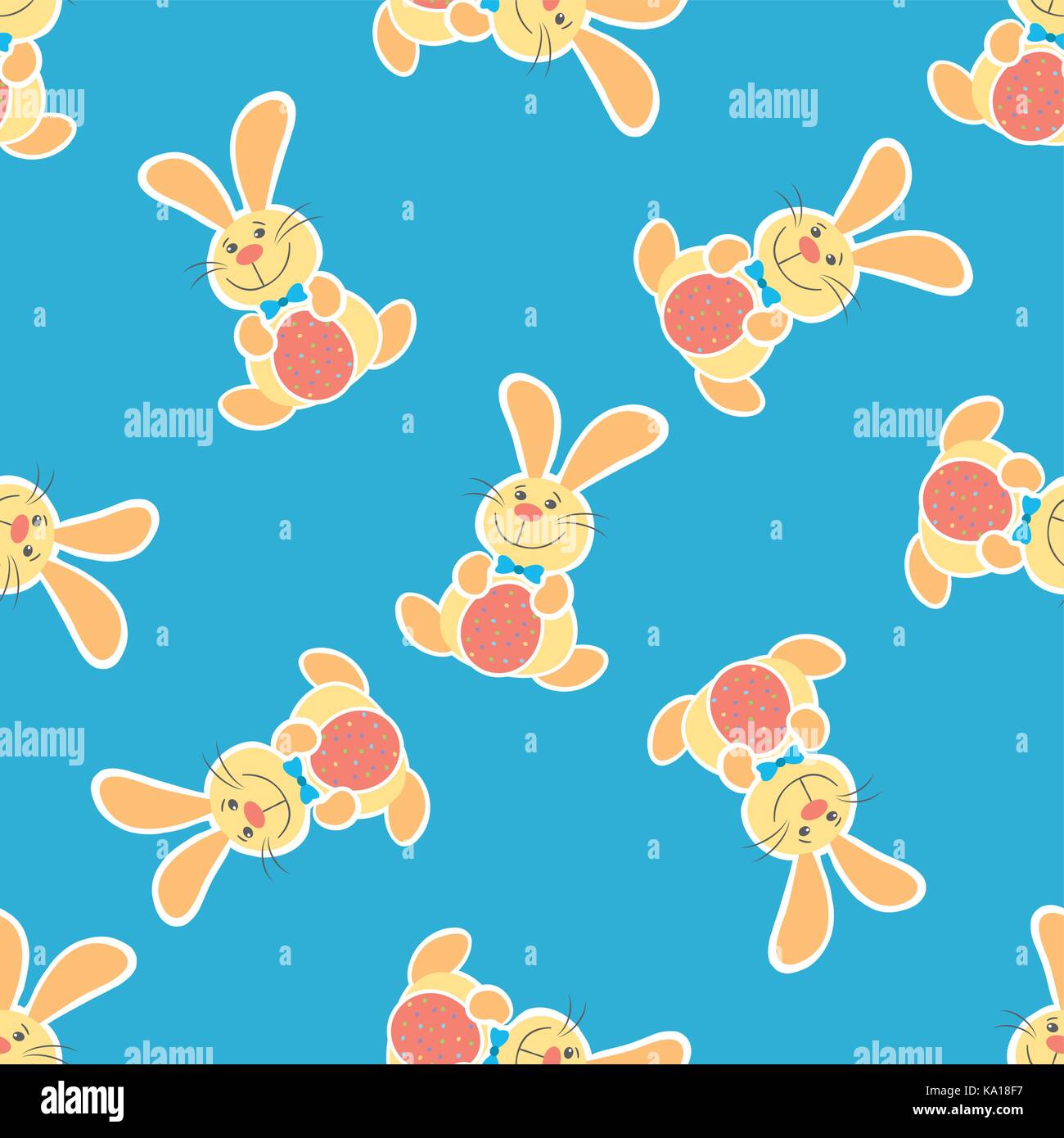 Seamless pattern with Easter eggs and bunnies. Vector Stock Vector ...