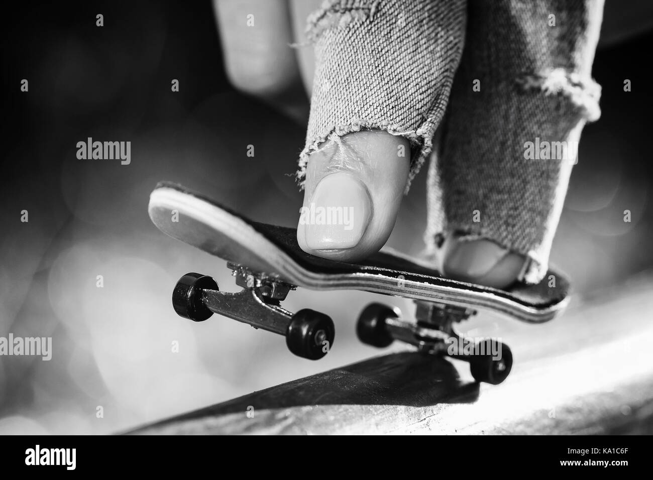 Finger skateboard Black and White Stock Photos & Images Alamy