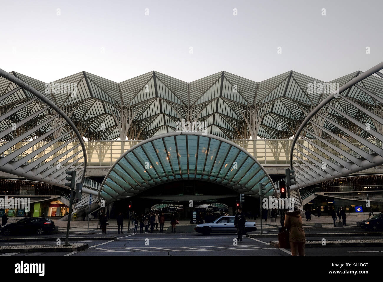 Orient Train station in Lisbon, hub for trains all over Portugal and another international travel. Project  by renewed architect Santiago Calatrava Stock Photo