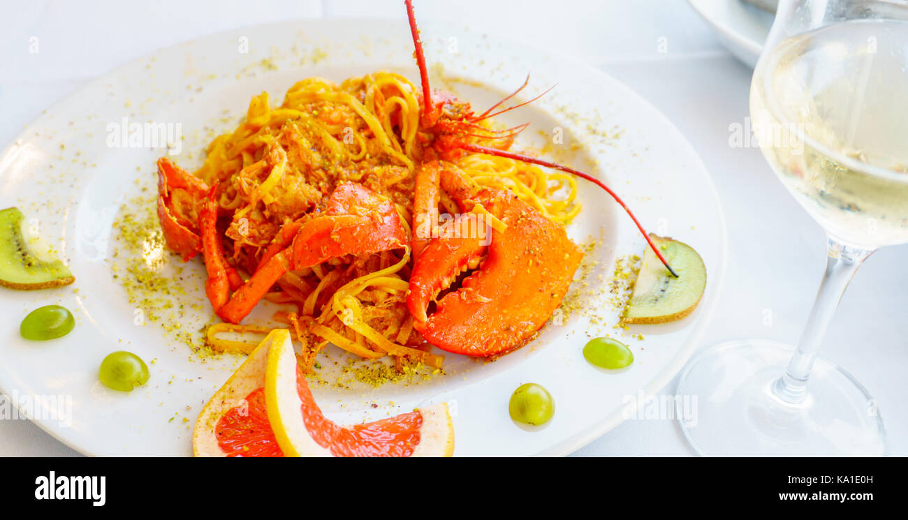 delicious meat italian pasta with crab Stock Photo Alamy