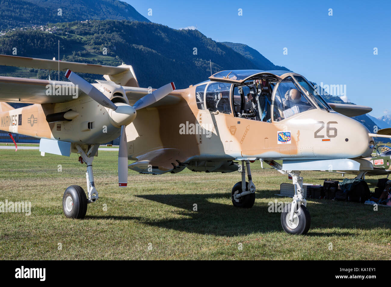 North American Rockwell OV-10 Bronco, US Marines, Sion Airshow, Sion, Valais, Switzerland Stock Photo