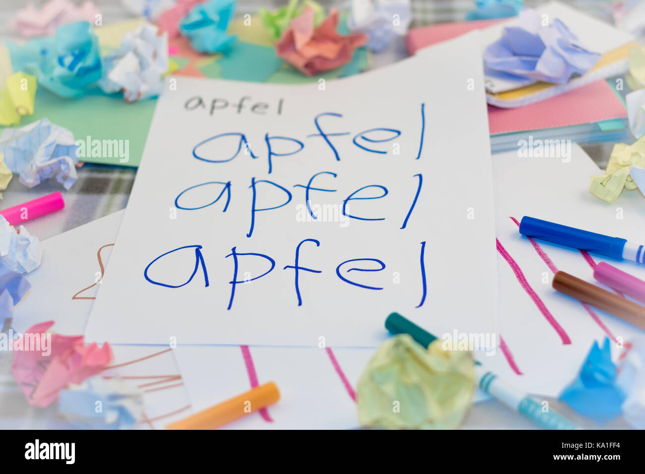 German; Kids Writing Name of the Fruits for Practice (Translation