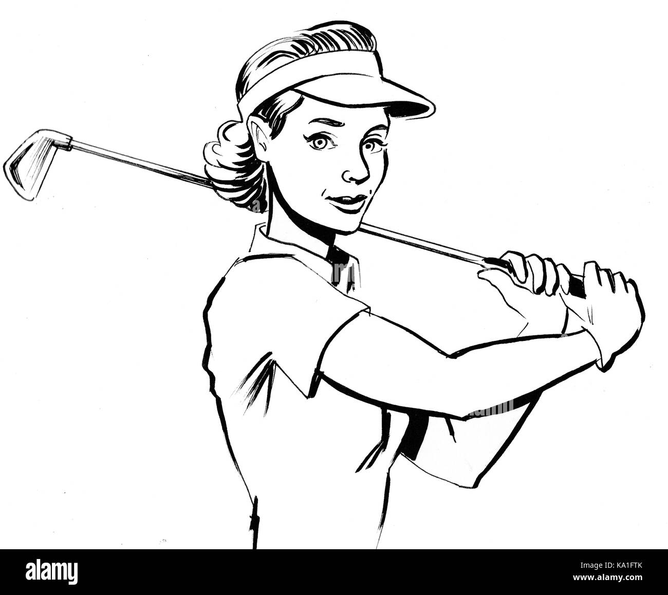 Girl with a golf club Stock Photo Alamy