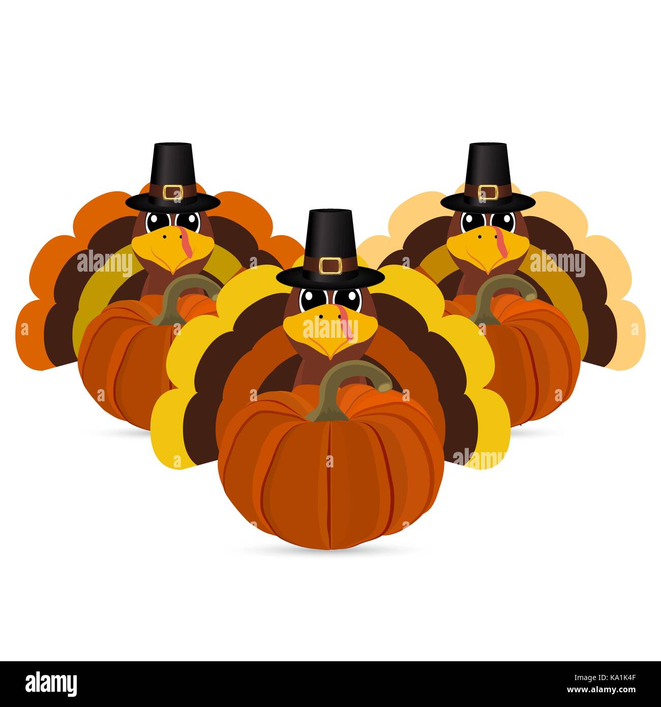 Turkeys cartoon with pumpkins Stock Vector Image & Art - Alamy