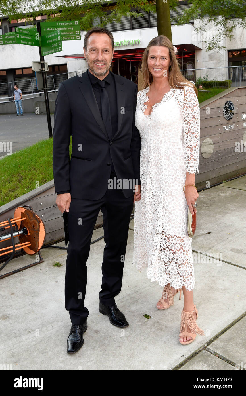 John van 't Schip and his partner Danielle van 't Schip during the 2017  Football Gala in Studio 21 in Hilversum, The Netherlands. (For editorial  use only) Featuring: John van 't Schip,