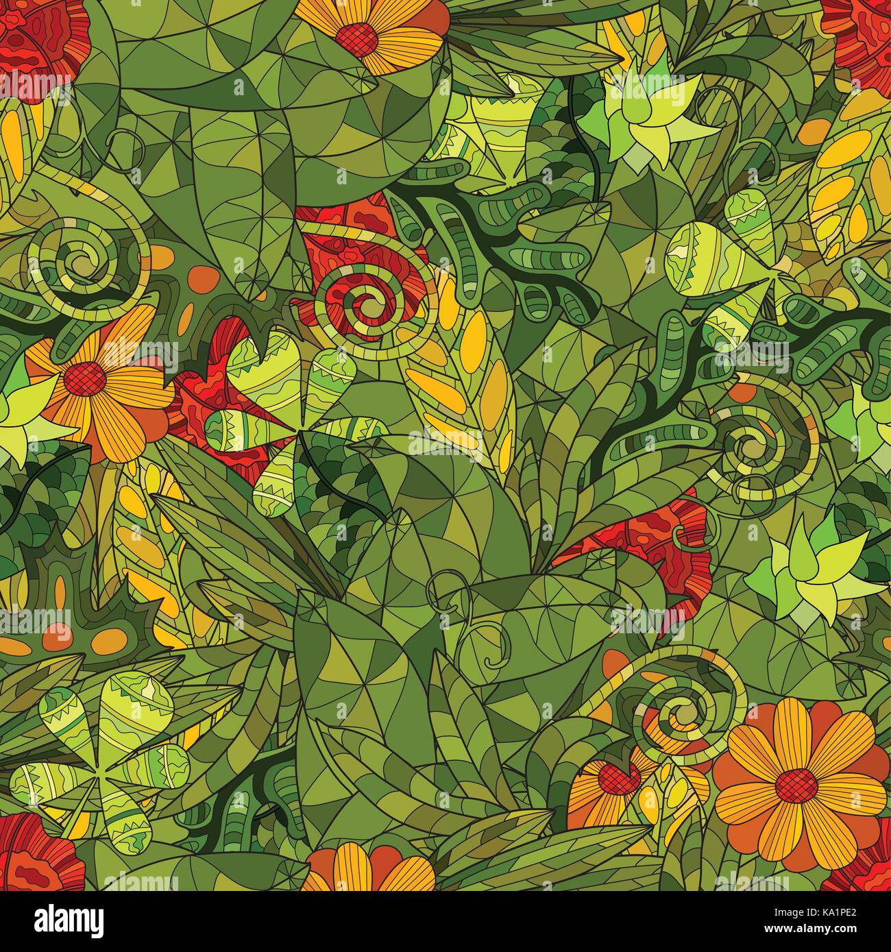 hand drawn vector floral seamless pattern Stock Vector Image & Art - Alamy