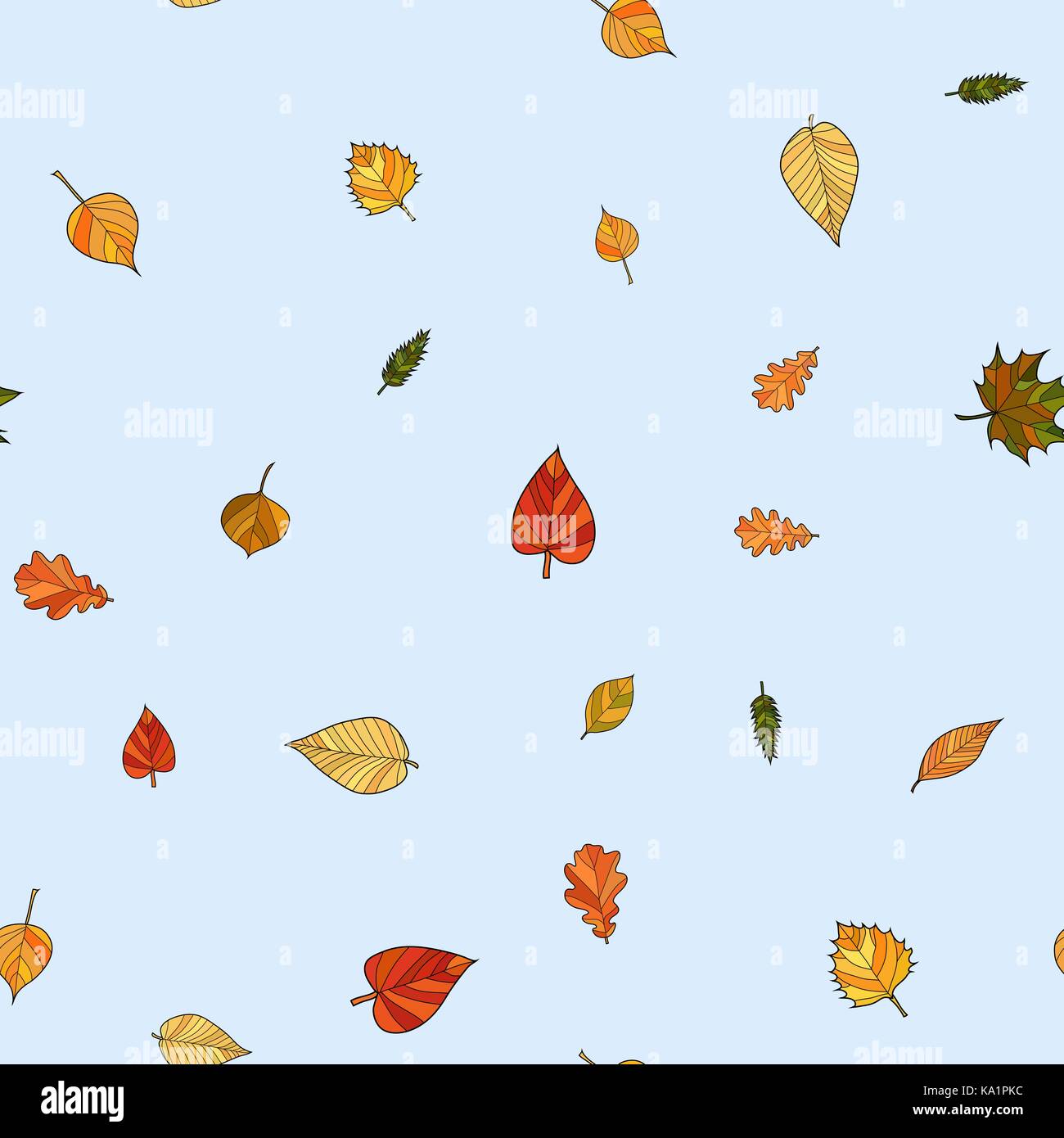 abstract vector doodle autumn leaves seamless pattern Stock Vector ...