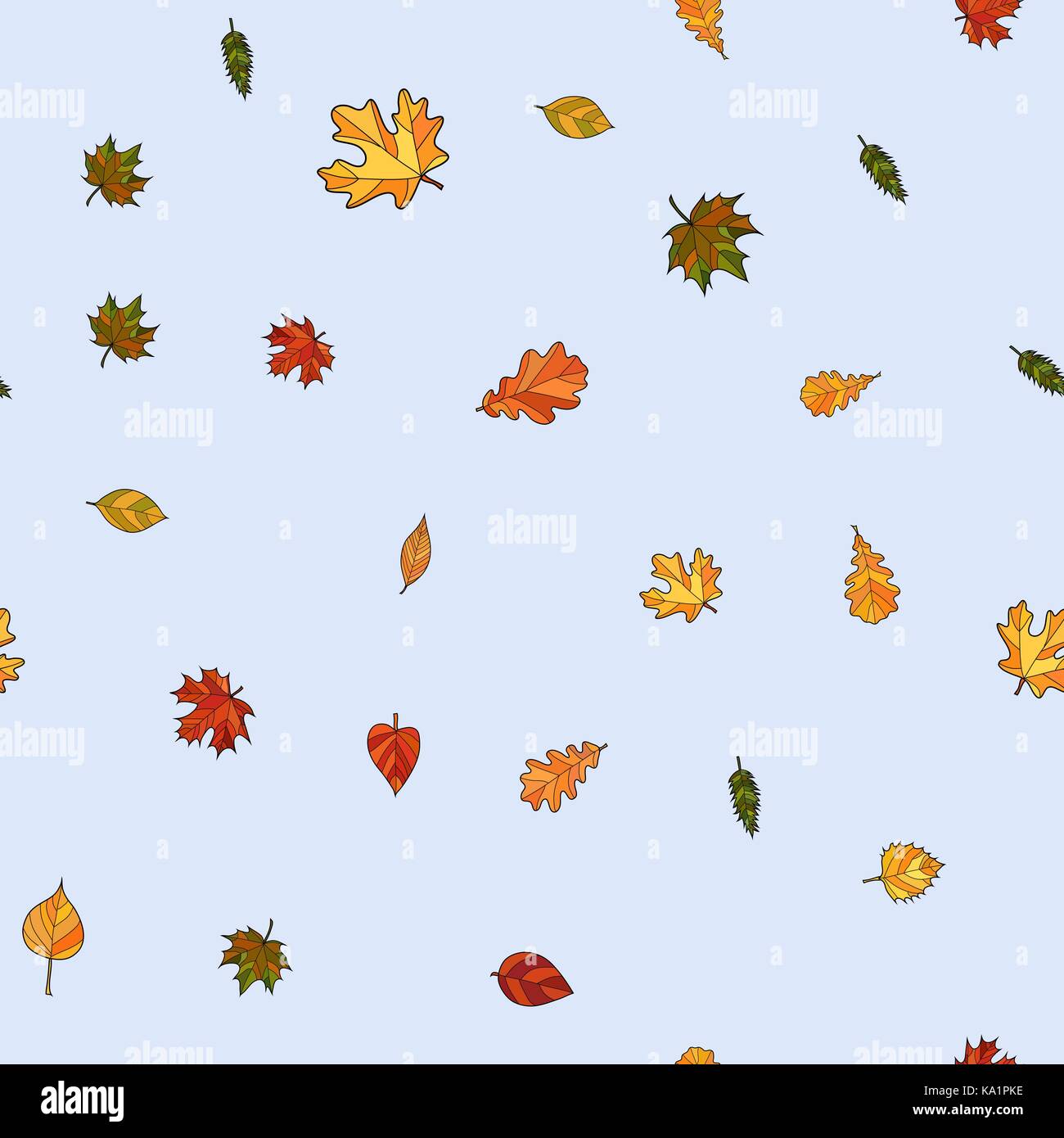 abstract vector doodle autumn leaves seamless pattern Stock Vector ...