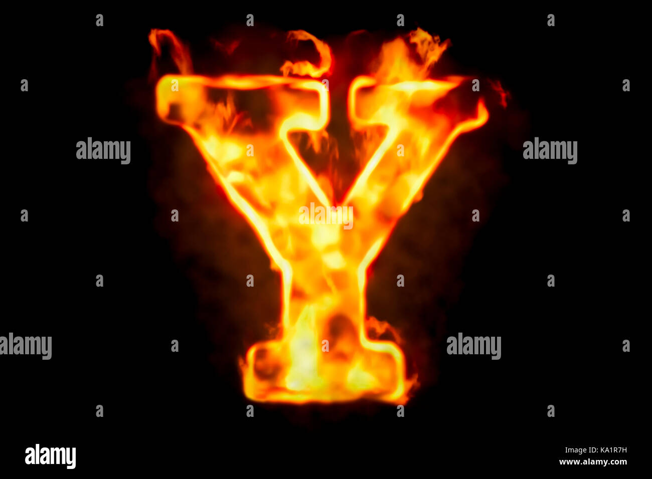 Fire letter Y of burning flame light, 3D rendering isolated on black  background Stock Photo - Alamy