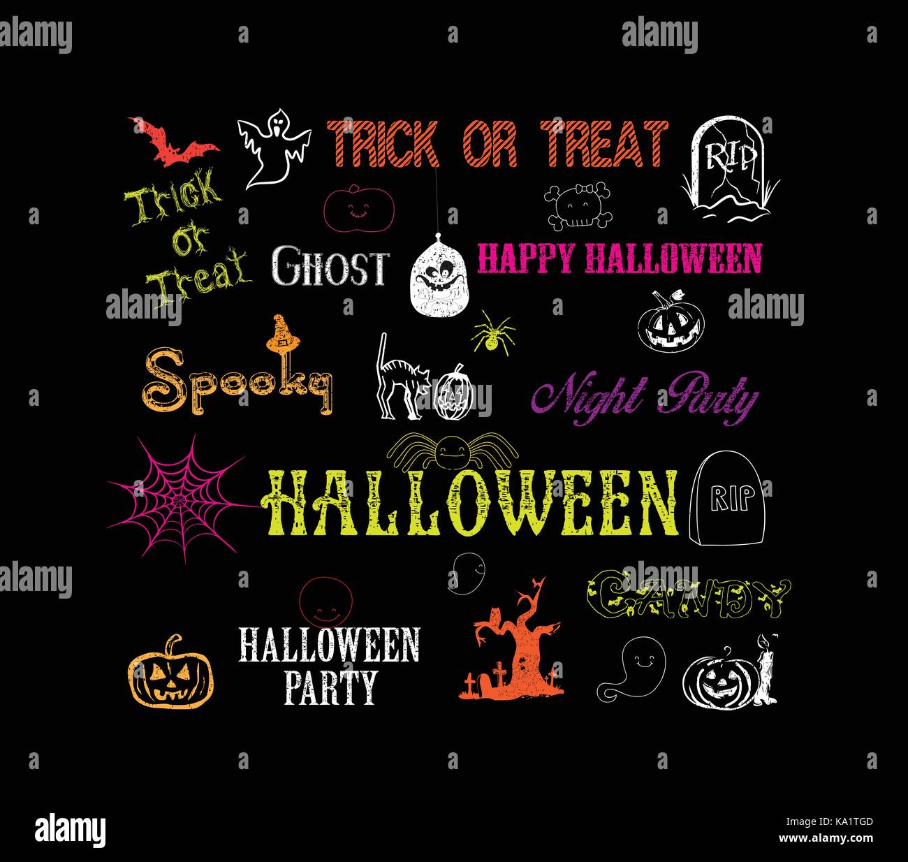 halloween hand drawn elements Stock Vector Image & Art - Alamy