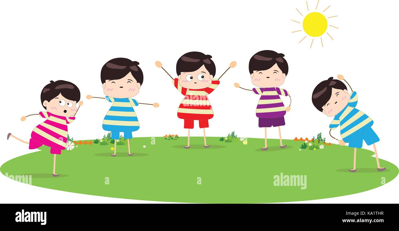 little children doing morning exercises Stock Vector Image Art Alamy