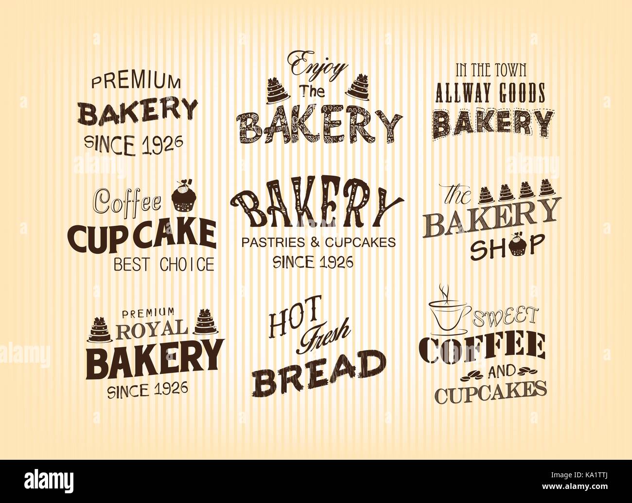 Set Of Vintage Retro bakery Labels Stock Vector