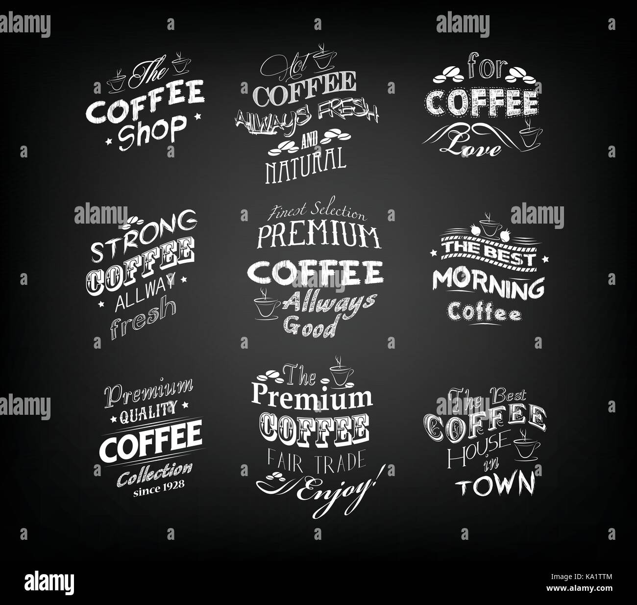Set Of Vintage Retro Coffee Labels Stock Vector Image & Art - Alamy