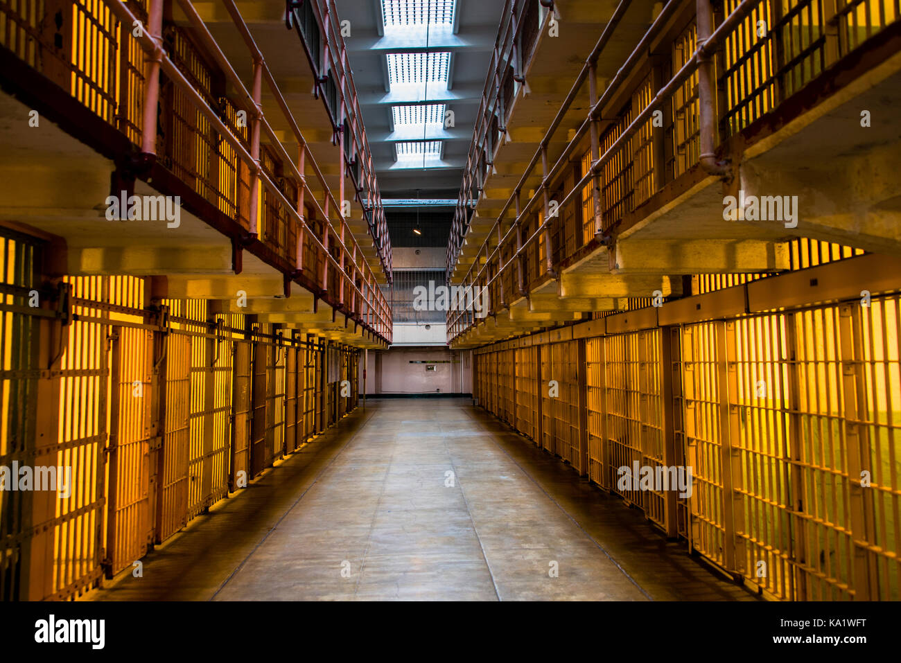 Prison cells, Alcatraz Island, San Francisco Bay Stock Photo