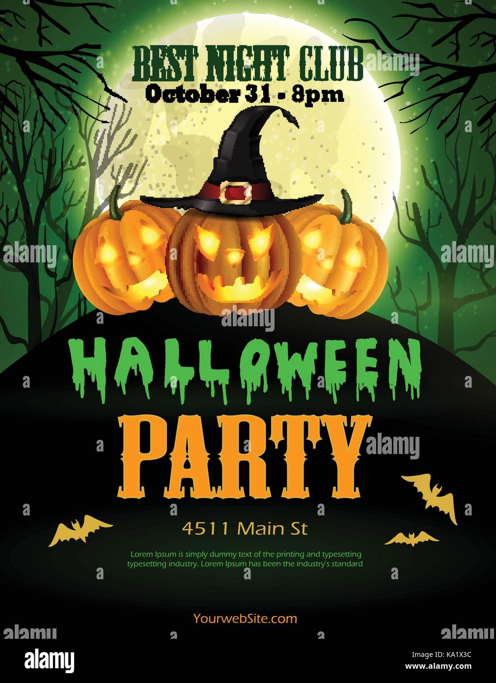 Halloween party flyer with pumpkins Stock Vector Image & Art - Alamy