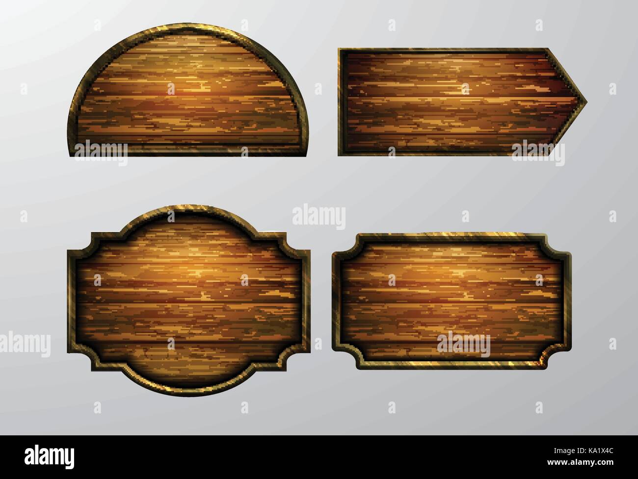 Wooden signs, vector icon set Stock Vector Image & Art - Alamy