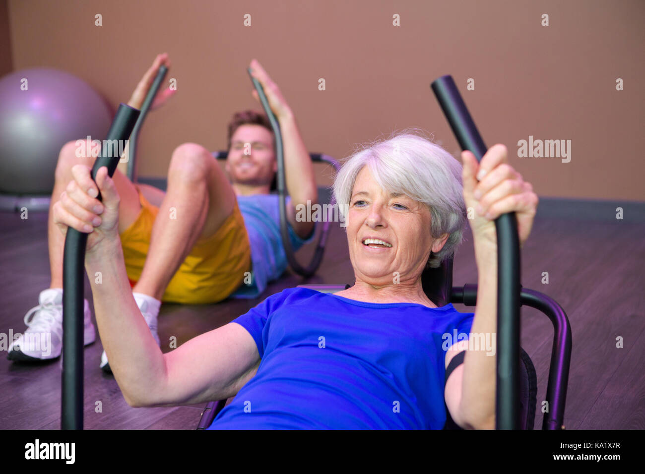 senior woman doing abs workout Stock Photo - Alamy