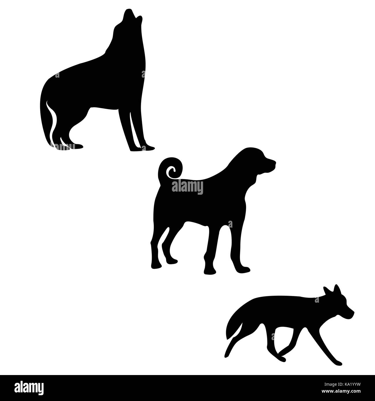 Three silhouettes of logo animals Stock Vector