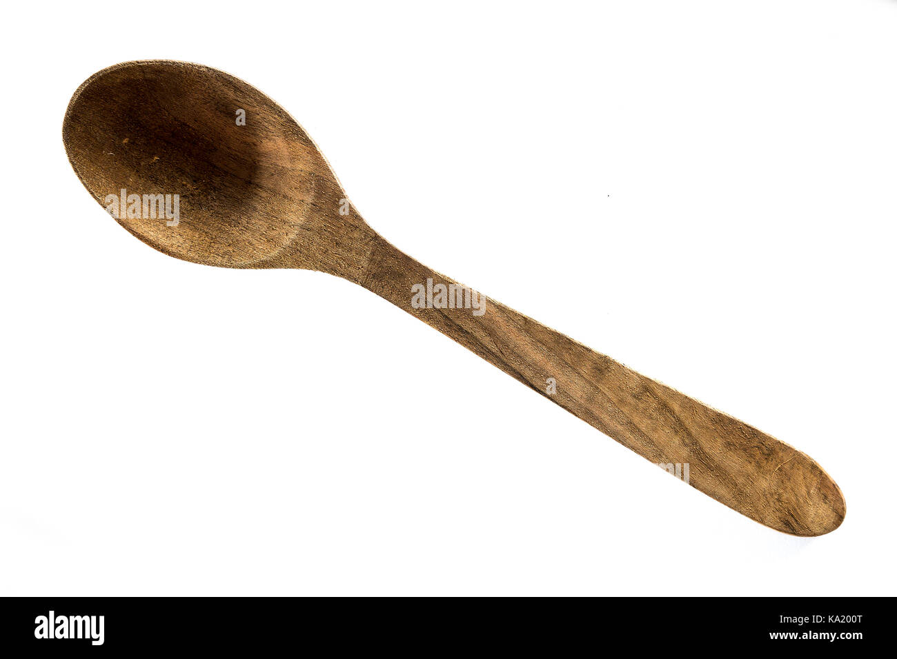 Wooden spoon on a white background. Studio shot. Set of kitchen utensil