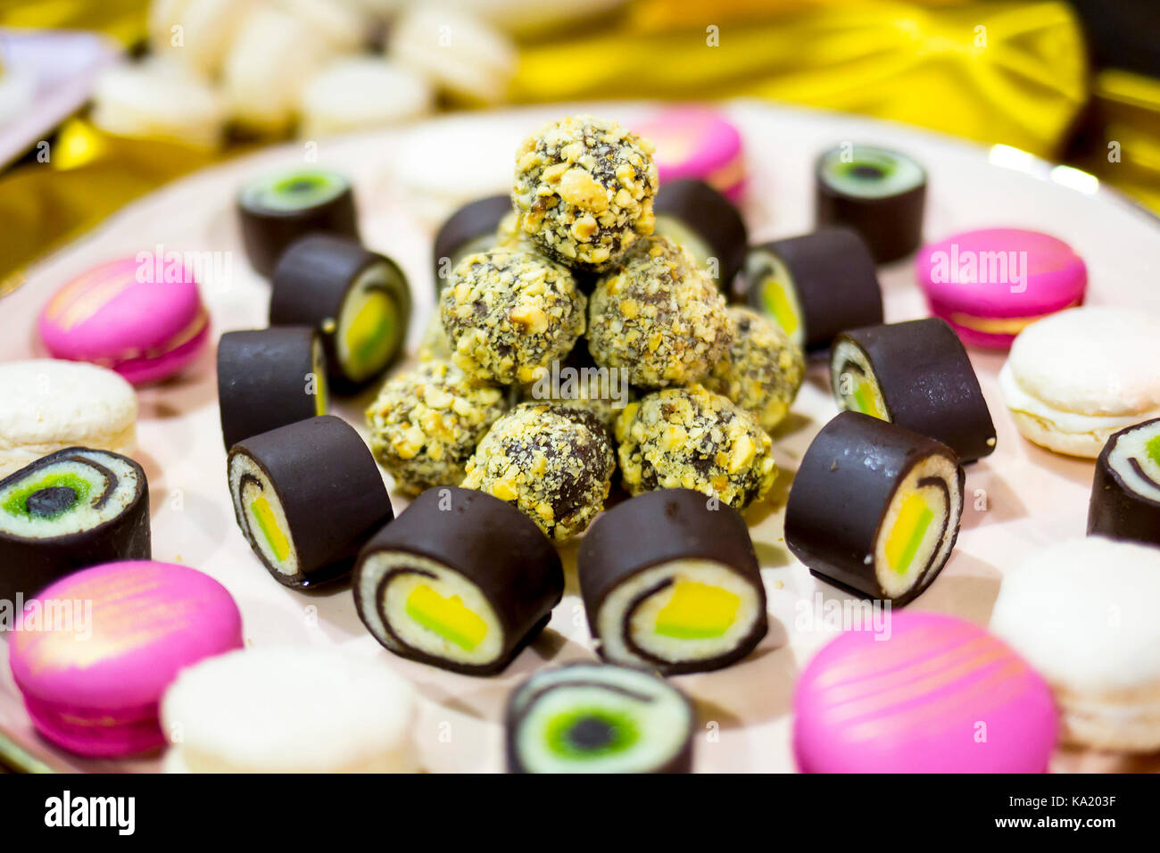 Circular cake macaron or macaroon is a sweet meringuebased confection