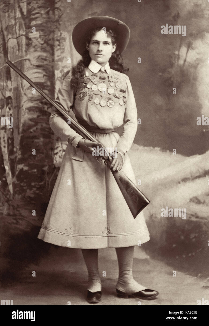 Annie Oakley, 1899. Stock Photo