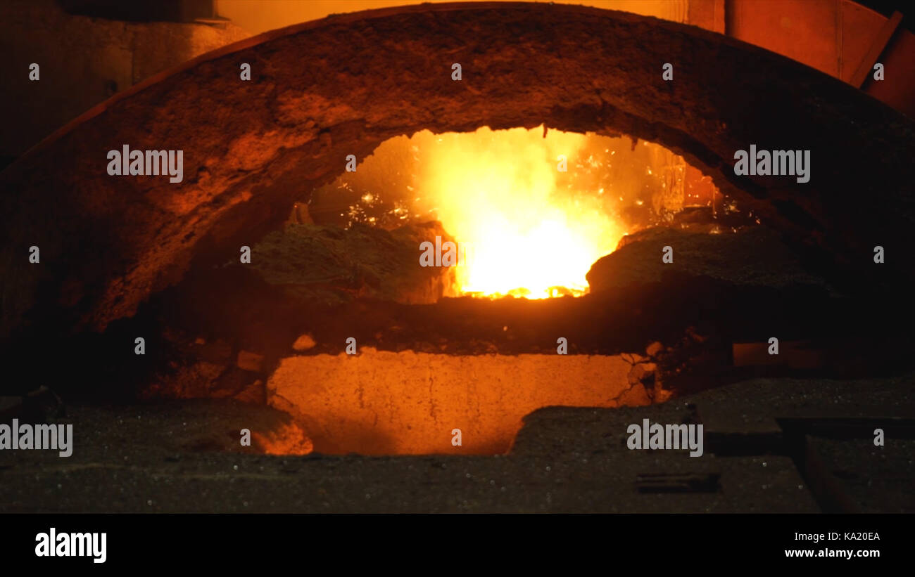 Liquid metal from blast furnace. Liquid iron from ladle in the