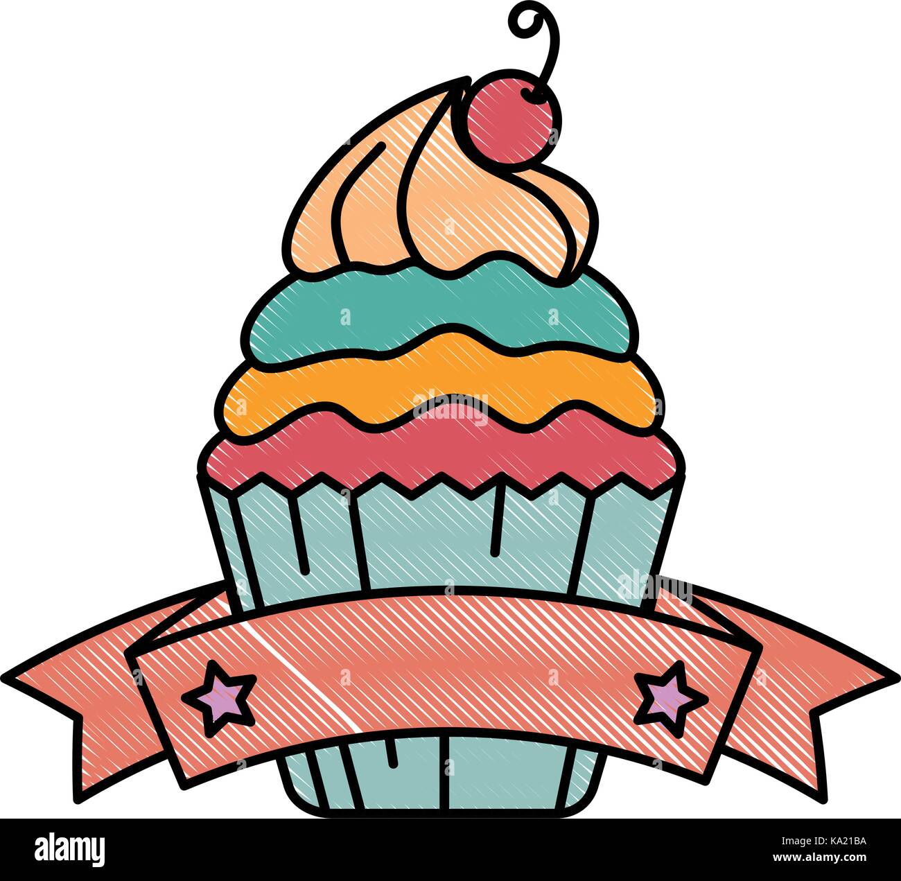 delicious cupcake with cherry vector illustration design Stock Vector ...