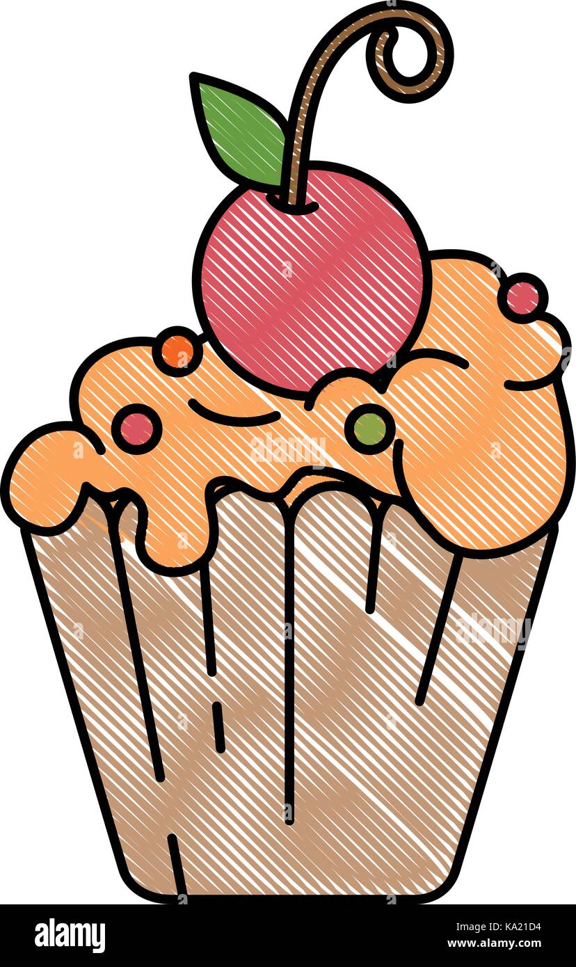 delicious cupcake with cherry vector illustration design Stock Vector ...