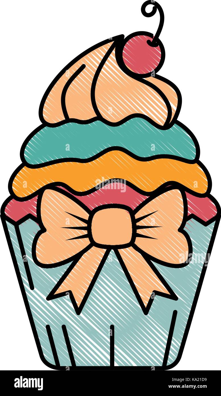 delicious cupcake with cherry vector illustration design Stock Vector ...