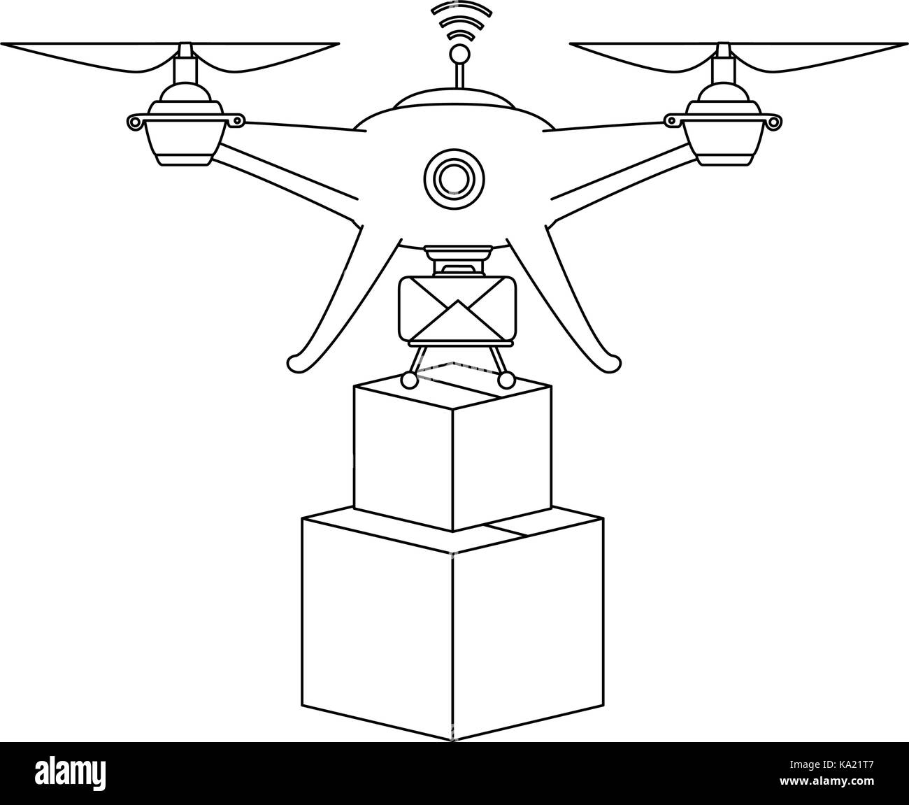 drone flying technology with boxes Stock Vector Image & Art - Alamy