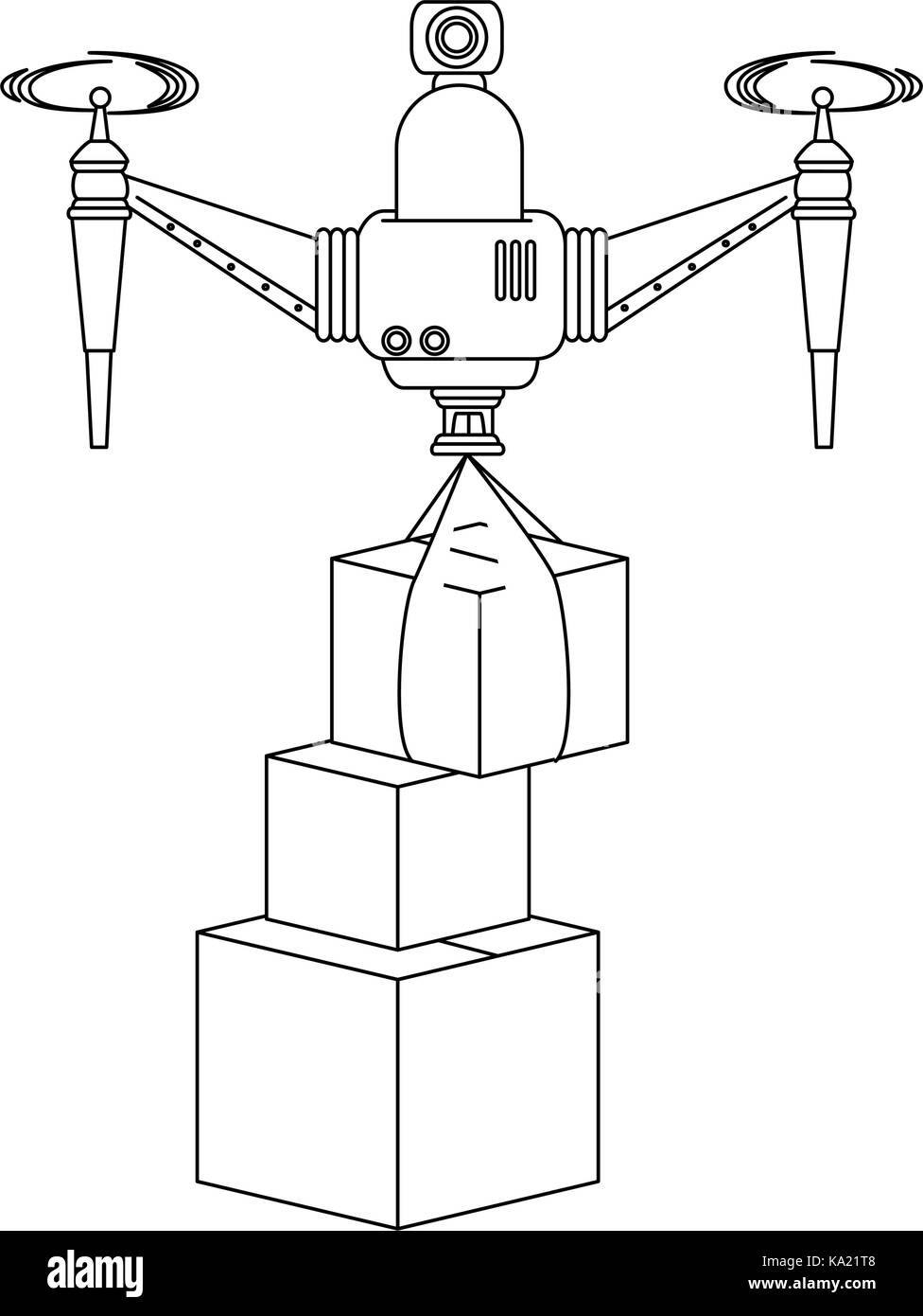 drone flying technology with boxes Stock Vector Image & Art - Alamy