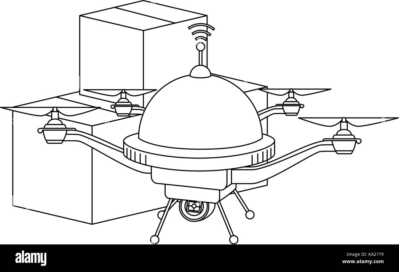 drone flying technology with boxes Stock Vector Image & Art - Alamy