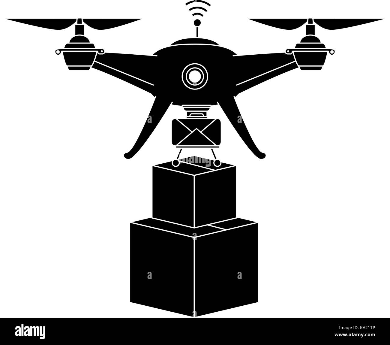 drone flying technology with boxes Stock Vector Image & Art - Alamy