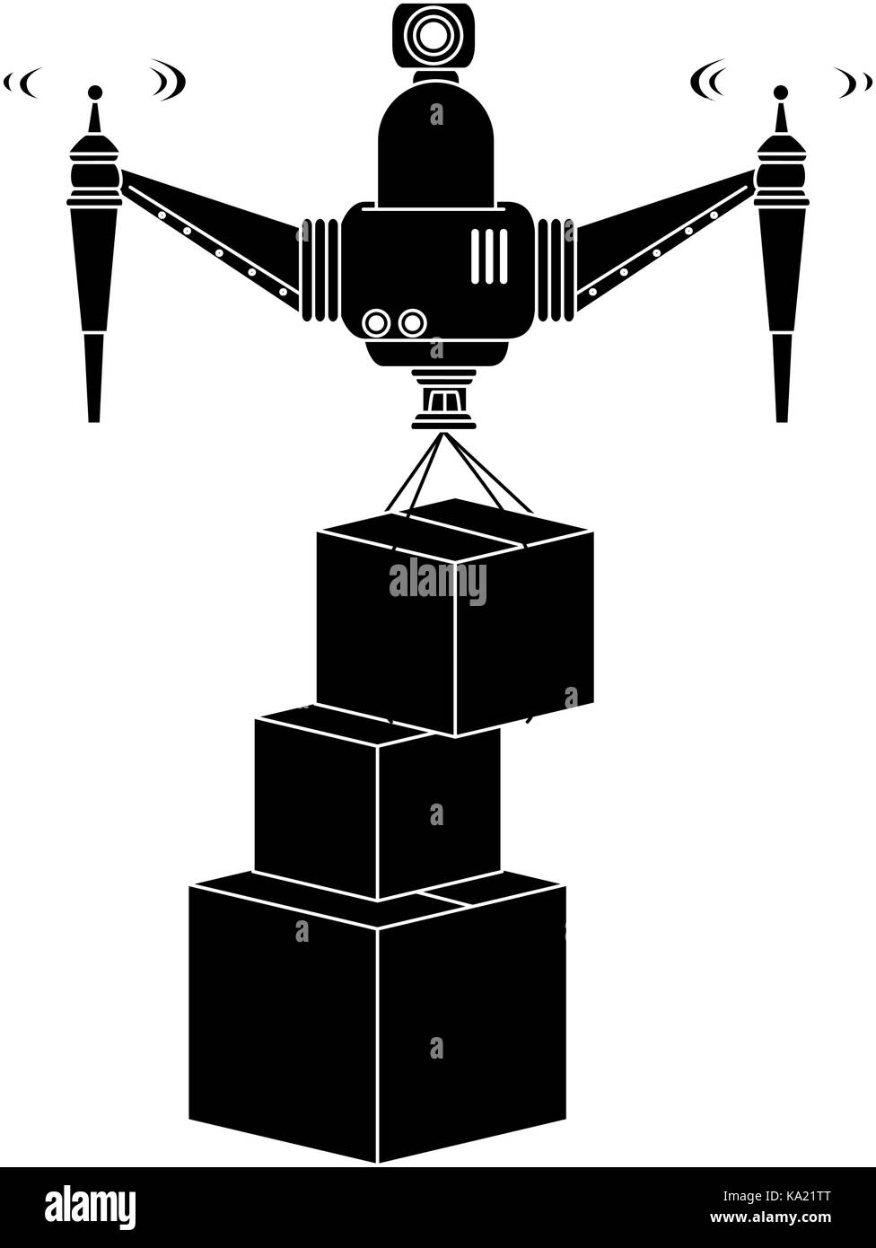 drone flying technology with boxes Stock Vector Image & Art - Alamy