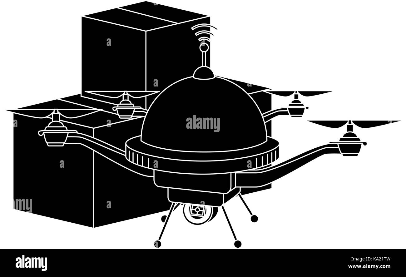 drone flying technology with boxes Stock Vector Image & Art - Alamy
