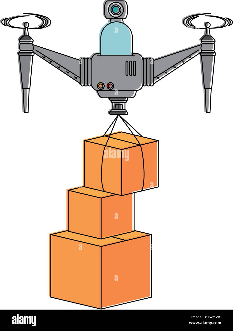 drone flying technology with boxes Stock Vector Image & Art - Alamy