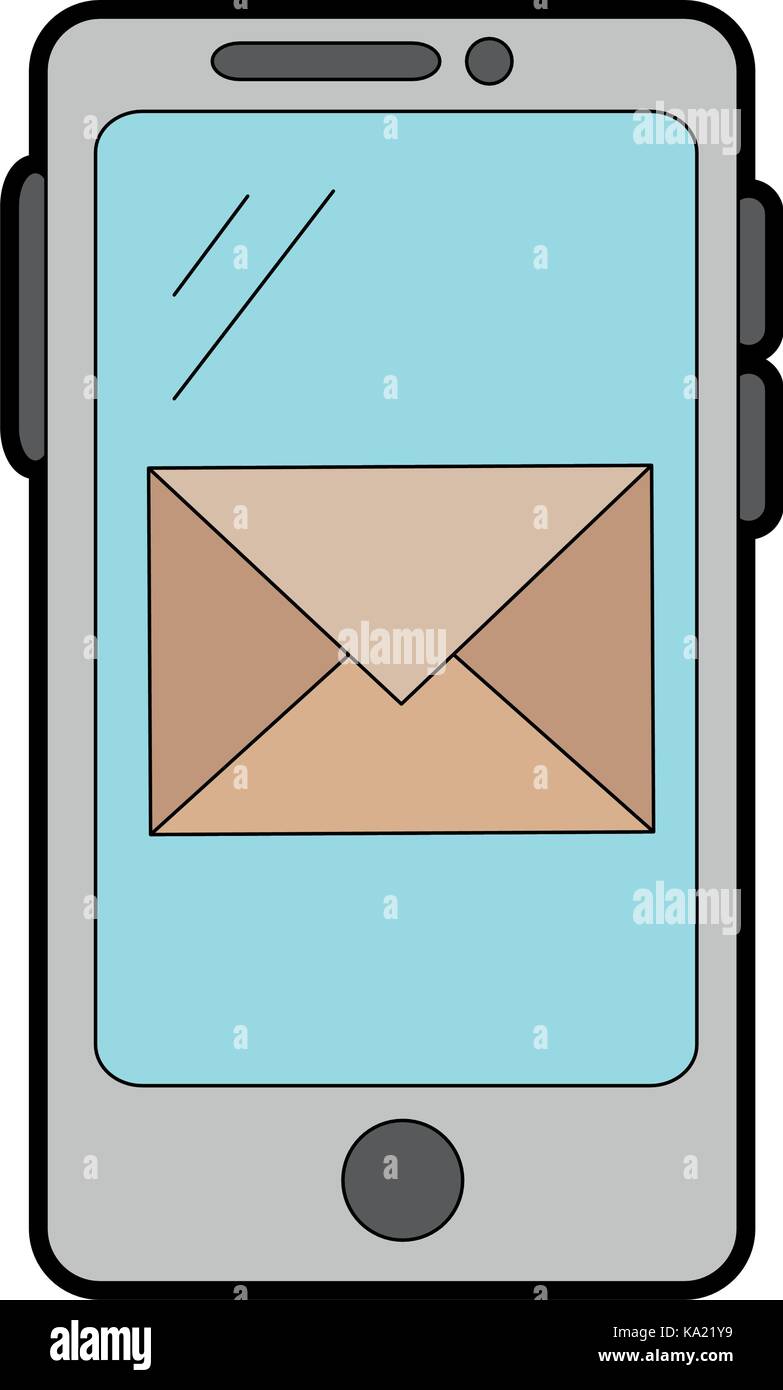 smartphone device with envelope Stock Vector Image & Art - Alamy