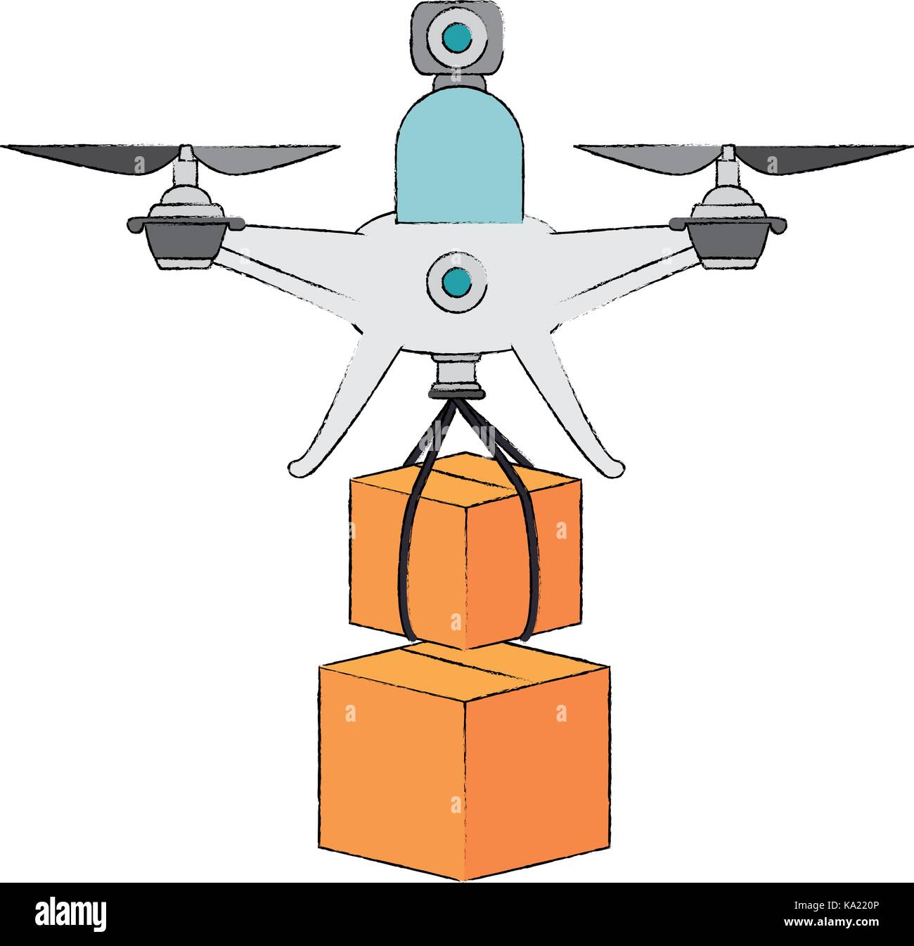 drone flying technology with boxes Stock Vector Image & Art - Alamy