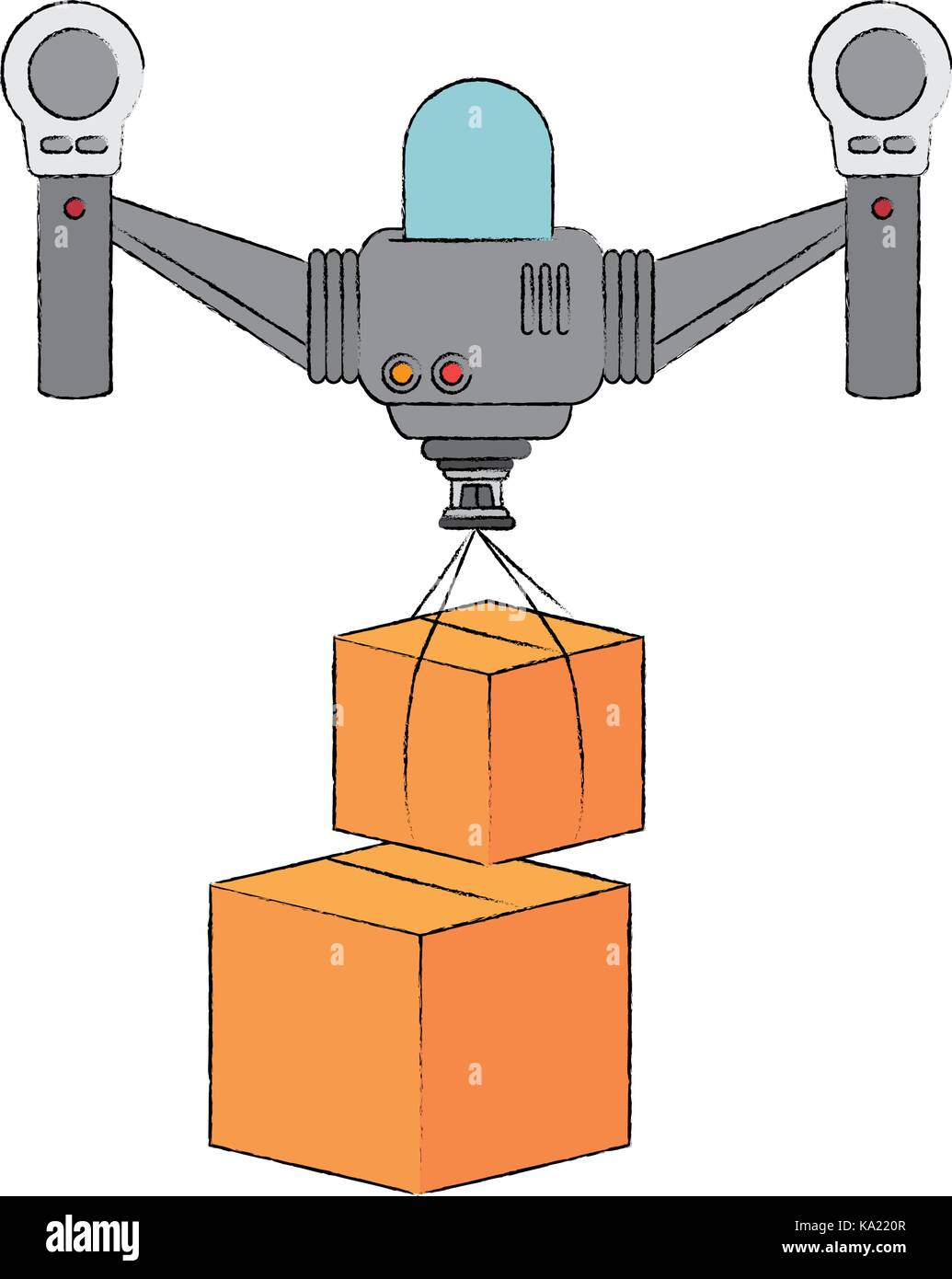 drone flying technology with boxes Stock Vector Image & Art - Alamy