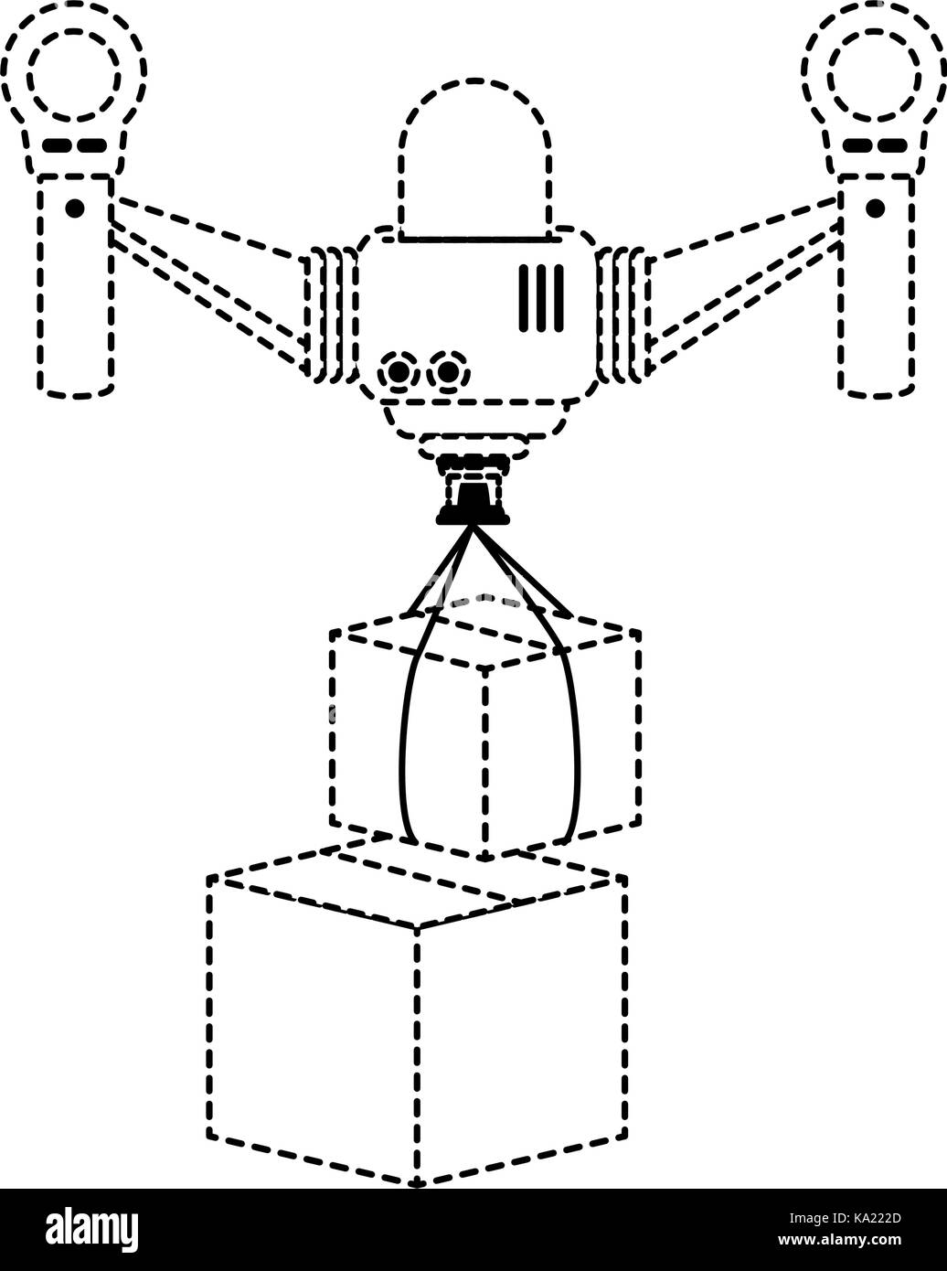 drone flying technology with boxes Stock Vector Image & Art - Alamy