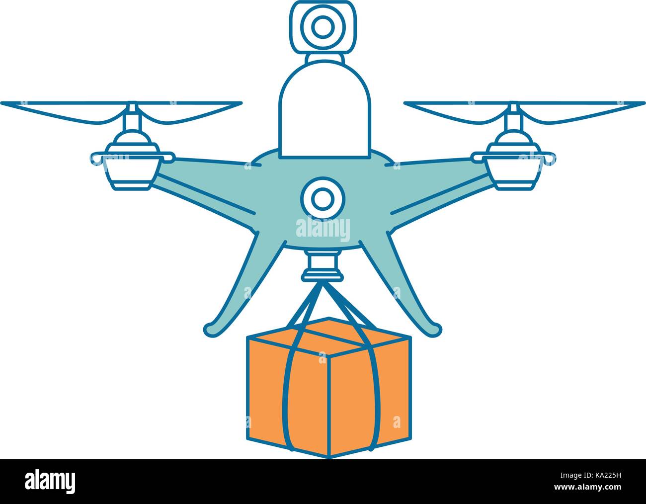 drone flying technology with box Stock Vector Image & Art - Alamy