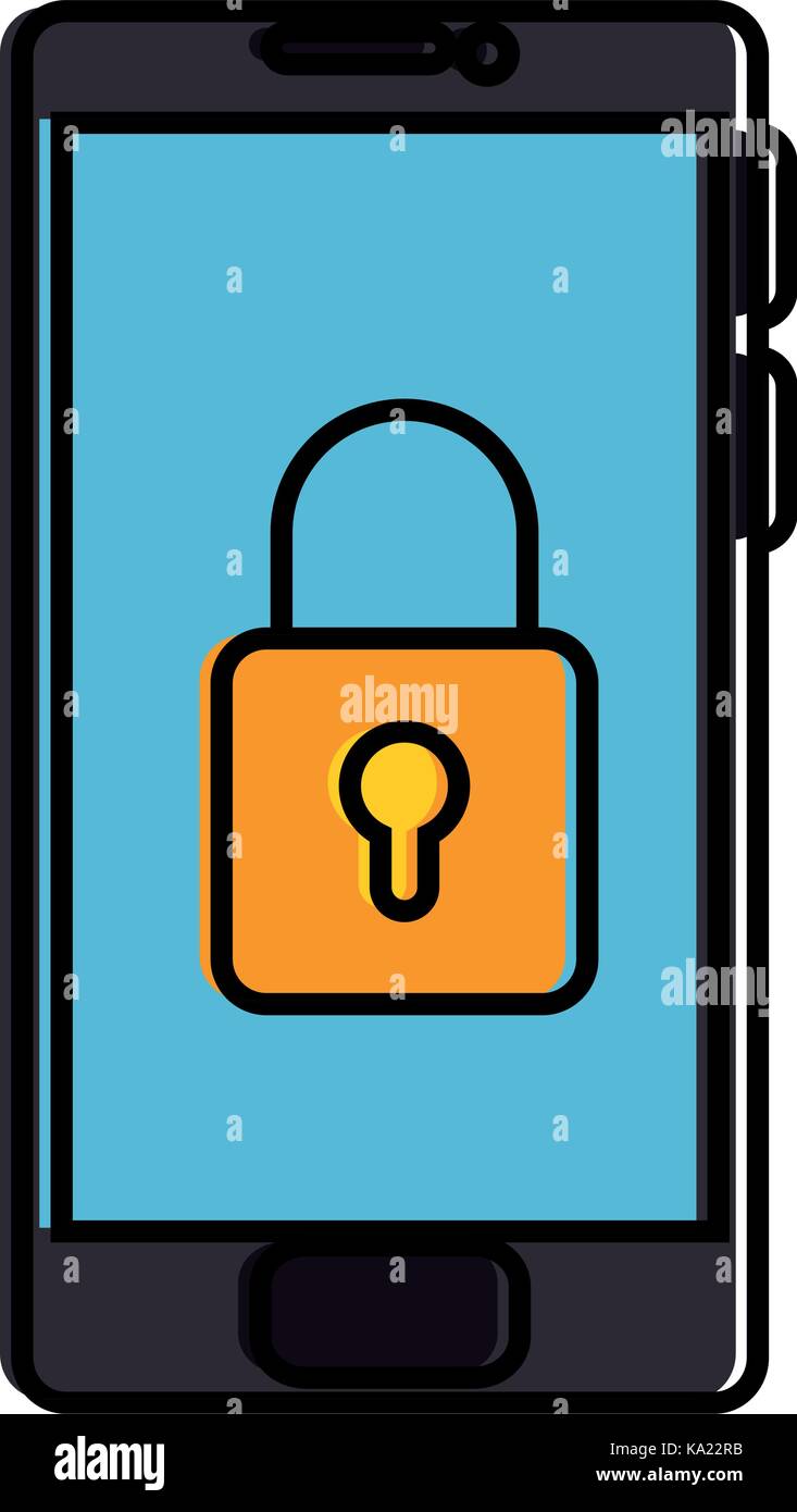 smartphone device with padlock Stock Vector Image & Art - Alamy