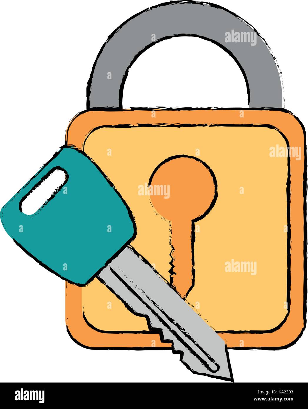 safe padlock with key Stock Vector Image & Art - Alamy